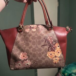 Coach Brown Floral Satchel